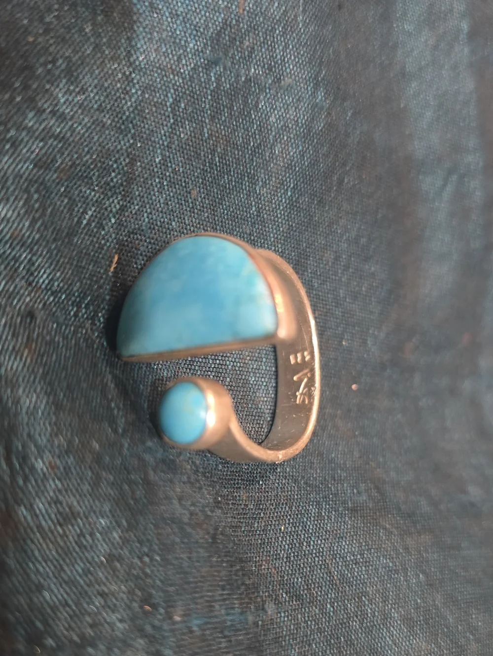 Sterling Open Band Ring with Blue Turquoise Stones